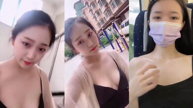 高颜值美眉 不仅人长的漂亮 胆子也大 在广场 高铁 露奶子 不知邻座的大哥是不是装睡